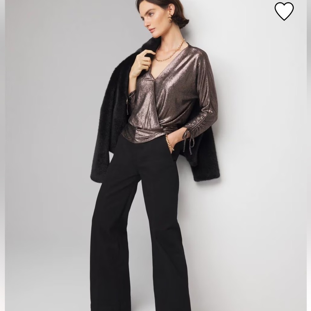 WHBM Metallic Surplice Top - Picture 2 of 8